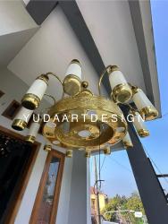 Lampu Gantung Masjid Kuningan Custom Ukir Nama: Pencahayaan Kubah Diameter 1.5 Meter Eksklusif