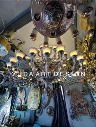 Lampu Gantung Tembaga Kolosal Diameter 2.75M 42 Tangkai 3 Tingkat: Karya Seni Megah dan Layanan Pemasangan
