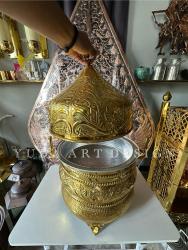Pemanas Makanan Kuningan Poles Mengkilap Custom: Chafing Dish Emas Cermin, Coating Keemasan Ekstra Kilau