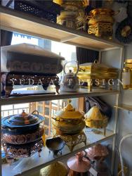 Pemanas Makanan Kuningan Tembaga Custom Ukir Nama: Chafing Dish Mewah untuk Catering dan Prasmanan Premium