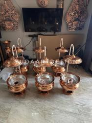 Pemanas Makanan Tembaga Custom Polos Bulat: Chafing Dish Mewah Poles Mengkilap untuk Display Elegan