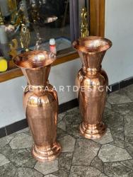 Vas Tembaga Custom Tekstur Babaran: Seni Handmade Palu, Poles Mengkilap Cermin, dan Clear Coating